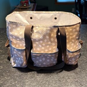 Thirty-One Polka Dot Tote Bag with Brown Straps